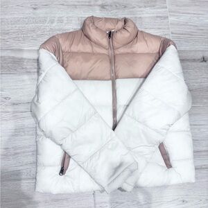 Time and Tru Women's Cream and Tan Puffer Jacket.